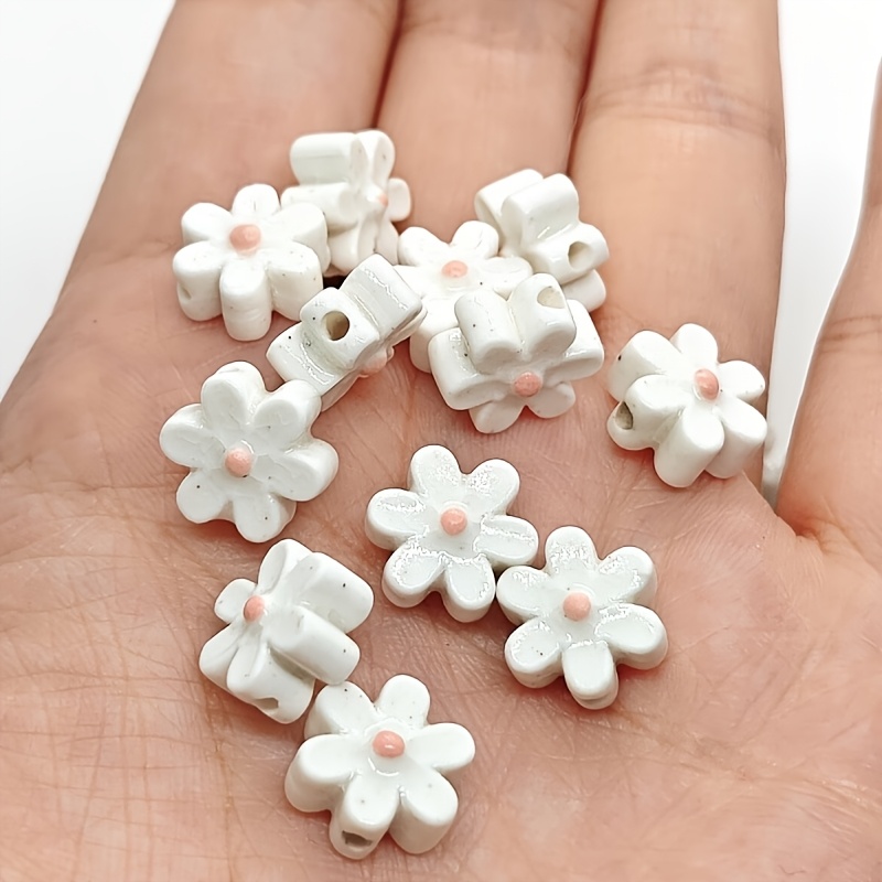 20pcs 3D Blooming Pendant Ceramic Beads for Jewelry Making